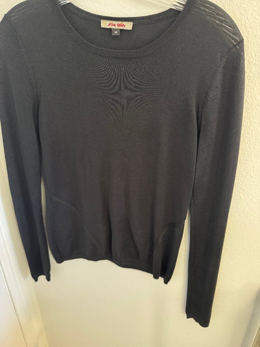 Alvin Valley Black Silk Knit Lightweight Detailed Pullover Sweater